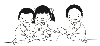 Dos niños y niña usando papel.png
