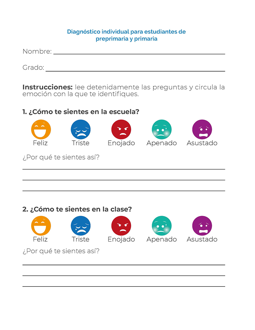 Formulario de diagnóstico individual para estudiantes de preprimaria y primaria. Protocolo de apoyo emocional Página 1.jpg