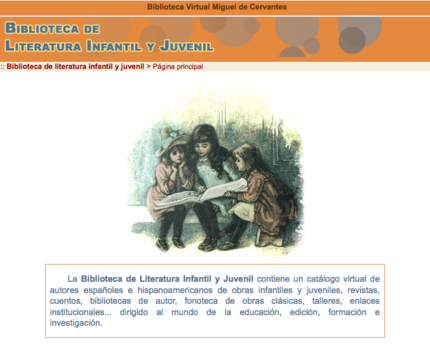 Biblioteca Cervantes virtual de literatura infantil y juvenil - primera plana.png