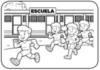 Niños corren en la escuela