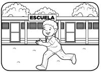 Niño corre en la escuela