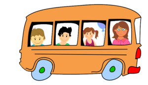 Maestra y escolares en bus
