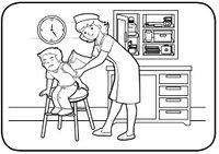 Enfermera aplica inyección a niño