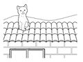 El gato está sobre el techo