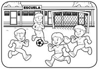 Niñas y niños juegan futbol en escuela